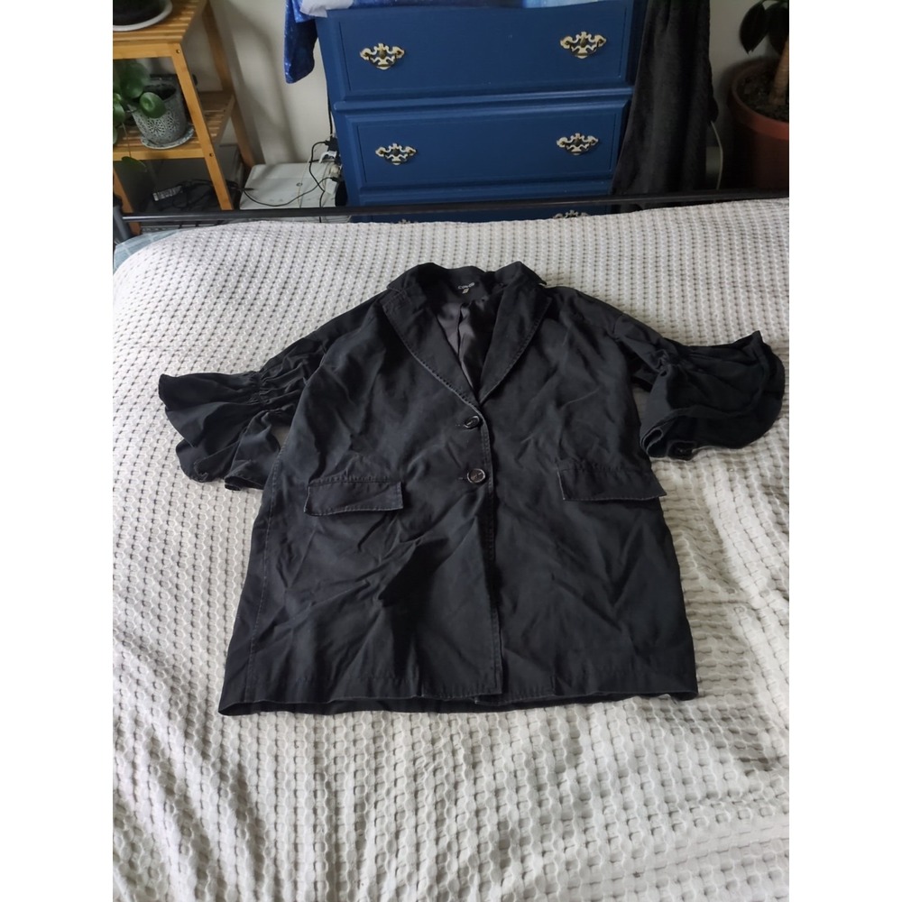 CQ By CQ Jacket Blazer Flared Sleeves Avant-Garde Black Sz Small Button